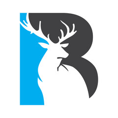 Initial Monogram Letter B Deer Logo Design Vector Template