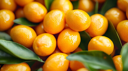 Vibrant Kumquats: A Symphony of Citrus Colors Reflecting Natural Radiance and Vitality Amidst Lush Greenery