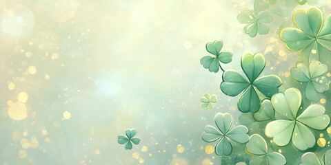 Fototapeta premium Pastel Background with Green Shamrock for St. Patrick's Day Celebration