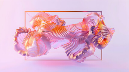 Abstract Gold and Pastels 3D Shapes - Modern Design Composition