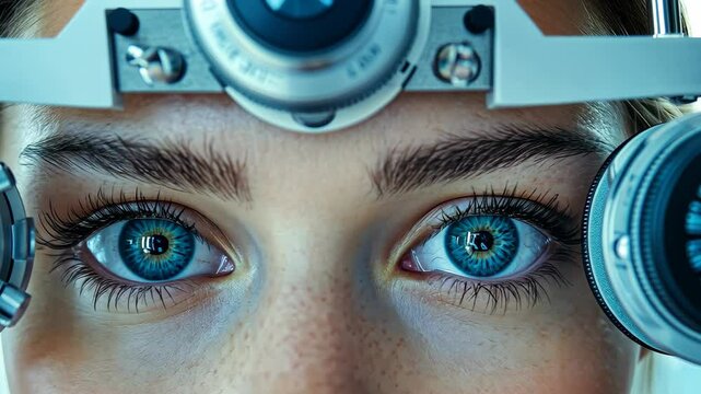 An optometrist performs a thorough eye exam using cuttingedge technology to enhance vision and assess eye health in a clinical space.