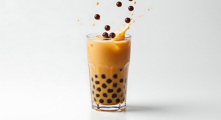 Refreshing Bubble Tea Splash Iced Milk Tea with Tapioca Pearls