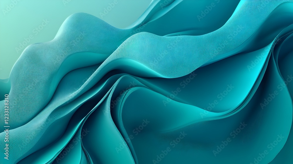 Poster abstract teal blue wave background digital art modern design elegant flowing texture pattern smooth 