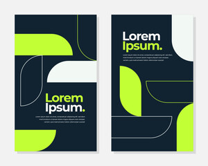 Modern Abstract Brochure Design Template Dark Green Lime Geometric Shapes Corporate Layout