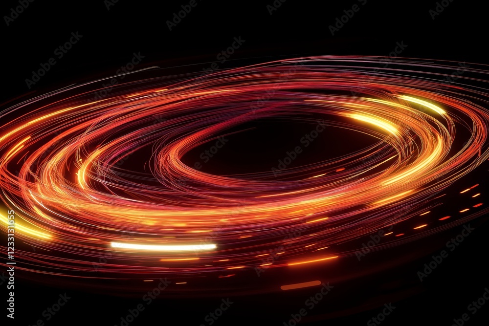 Poster Red fiber optic cables with glowing high-tech aesthetics, symbolizing futuristic, Generative AI