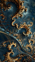 Elegant Abstract Flourishes: An Intricate Digital Art of Swirls, Curves, and Ornate Patterns Creating Visual Harmony