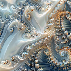 Elegant Abstract Flourishes: An Intricate Digital Art of Swirls, Curves, and Ornate Patterns Creating Visual Harmony