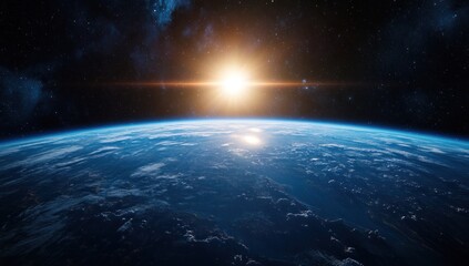 Obraz premium Majestic Earthrise: A Breathtaking View of Our Planet from Space During Sunrise