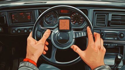Safe Driving Concept Flat Vector Illustration