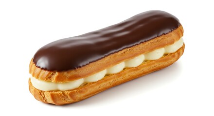 Delicious Chocolate Eclair Pastry with Cream Filling