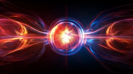 Obraz premium Futuristic plasma energy flow with glowing effects, representing technology, power, and the dynamic movement of scientific forces, Generative AI