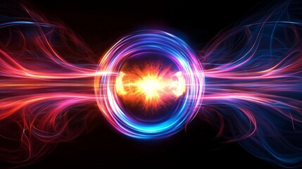 Futuristic plasma energy flow with glowing effects, representing technology, power, and the dynamic movement of scientific forces, Generative AI