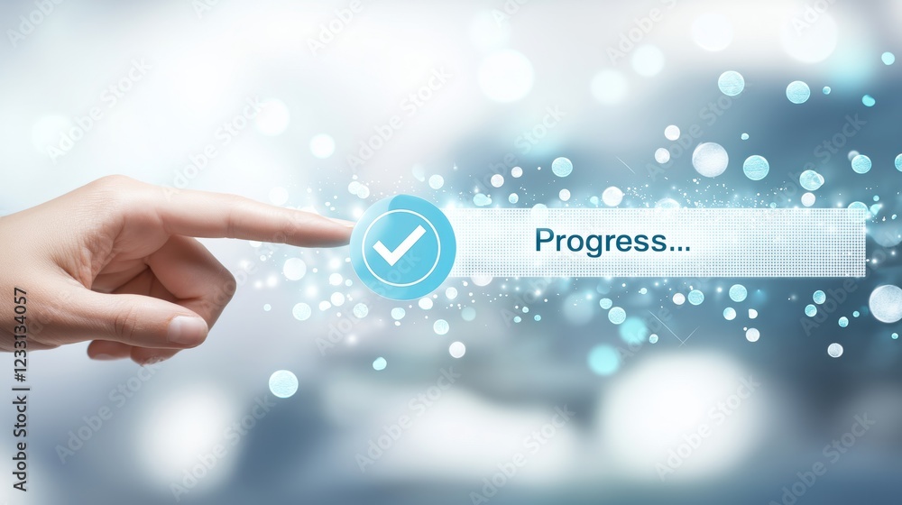 Leinwandbilder interactive digital progress bar with hand gesture control, symbolizing technology innovation, busin