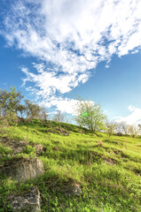 Beautiful, sunny day with a clear blue sky