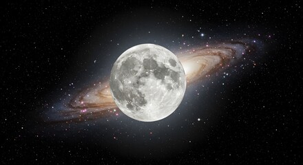 Fototapeta premium Full Moon Before a Spiral Galaxy in Space