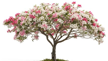 Obraz premium Blooming Pink and White Tree on White Background