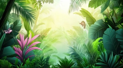 Lush Tropical Rainforest Scene With Vivid Greenery