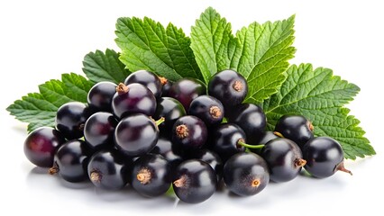 Fototapeta premium Fresh Black Currants with Leaves