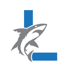 Initial Monogram Letter L Dolphin Logo Design Concept With Whale Symbol