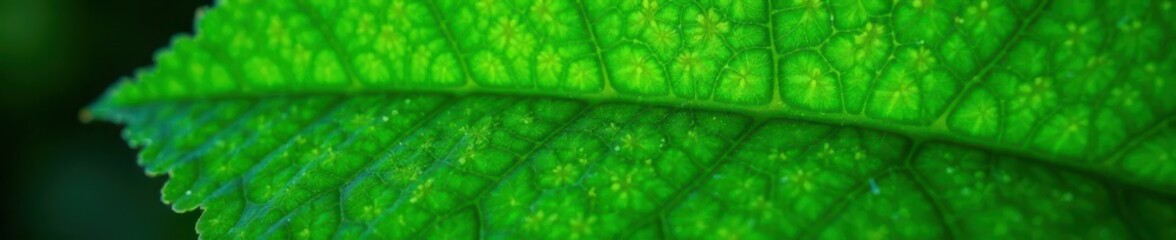 Intricate leaf venation, rich green hues, macro detail, natural setting , growth, image