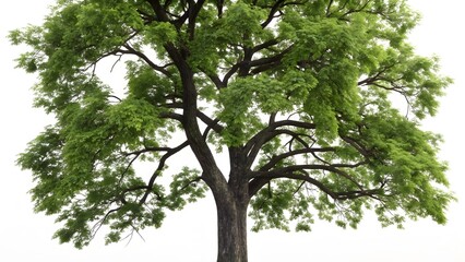 Lush Green Deciduous Tree Isolated on White Background