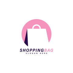 Minimalist shopping bag logo inside a pink circle, perfect for e-commerce, online stores, and retail brands. Modern, feminine, and stylish. Ideal for fashion, beauty, and shopping apps.