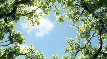 Tranquil Canopy of Intertwining Branches and Leaves