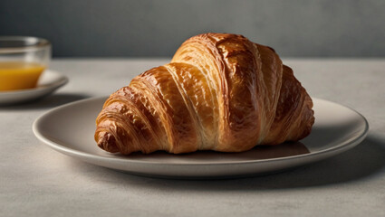 single croissant presentation on a plate