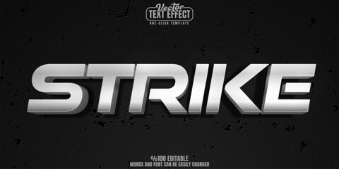 Strike editable text effect, customizable metallic and metal 3d font style © LetsSmile