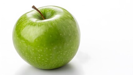Single Green Apple on White Background