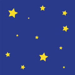 bright yellow stars in a blue sky, abstract background with stars, flat vector illustration