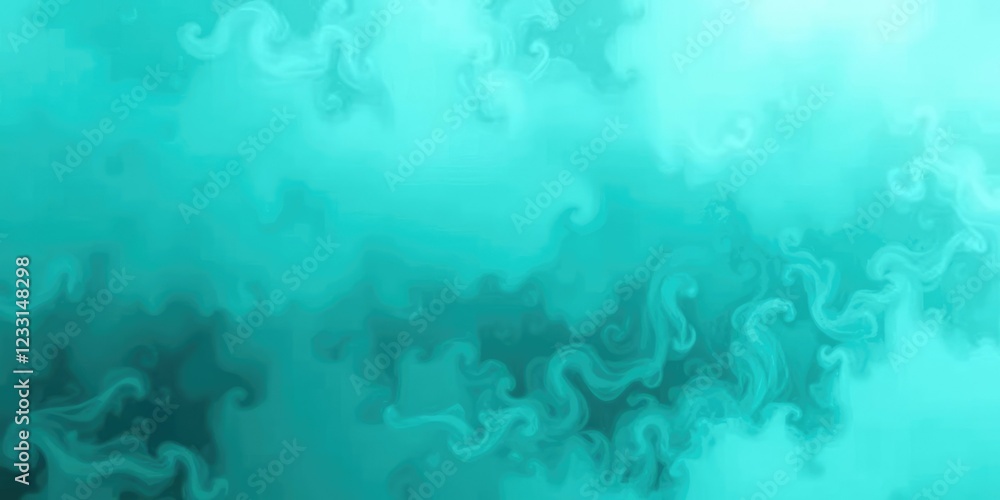 Aufkleber hazy turquoise mist dominates the scene with wispy tendrils and swirling patterns, creating an ether
