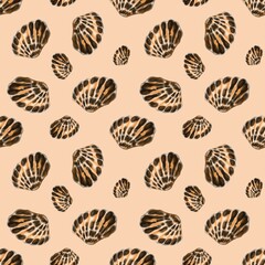 Semirealistic pattern of shell .Hand-drawn shell pattern. Shell isolated pattern for background. Spring, summer, autum season concept, Easter, nature. Design for card, print, and cover.