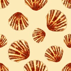 Semirealistic pattern of shell .Hand-drawn shell pattern. Shell isolated pattern for background. Spring, summer, autum season concept, Easter, nature. Design for card, print, and cover.