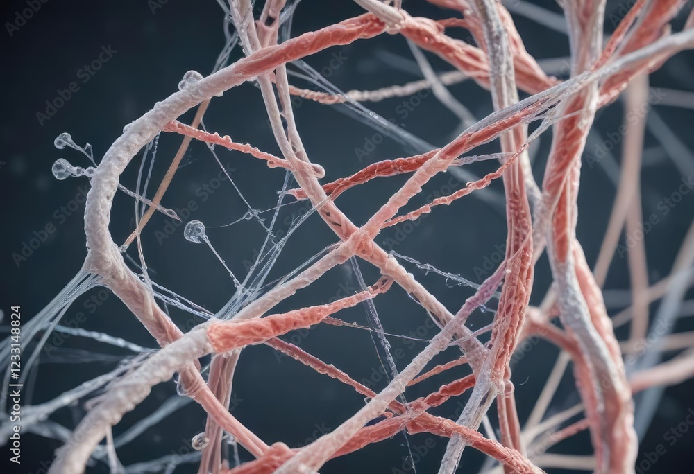 Aufkleber high resolution image showing collagen molecule structure forming fibrils and fibers in triple helix