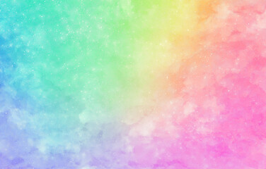 A soft pastel rainbow gradient background with a subtle grainy texture, evoking an ethereal,...