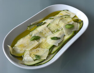 Zucchini Carpaccio with Parmesan Shavings and Olive Oil
