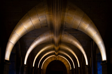 lights in tunnel under English Manor House