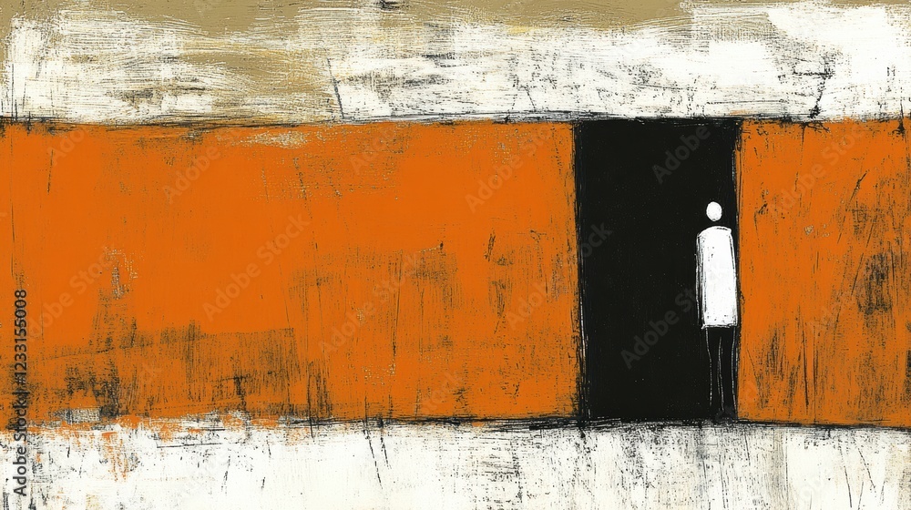 Poster exploring isolation abstract art conceptual space urban environment minimalist viewpoint artistic ex