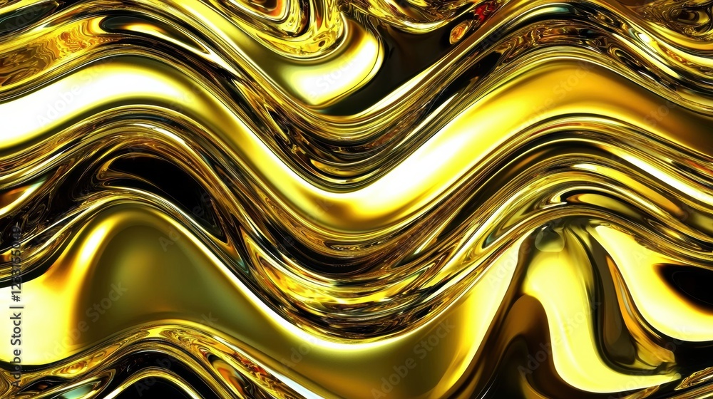Aufkleber dynamic golden waves flowing across abstract background digital art modern aesthetics creative space
