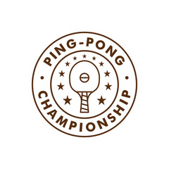Vintage retro ping pong table tennis championship logo emblem design for t shirt print or embroidery