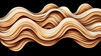 Flowing waves of wood texture artistic design abstract composition studio setting close-up view visual harmony