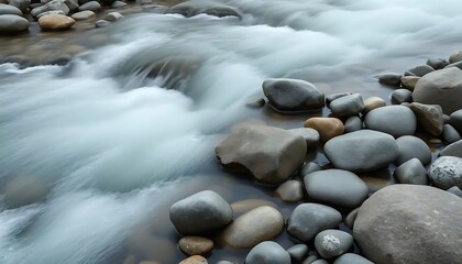 Fototapeta premium Smooth River Rocks Flowing Water Scene