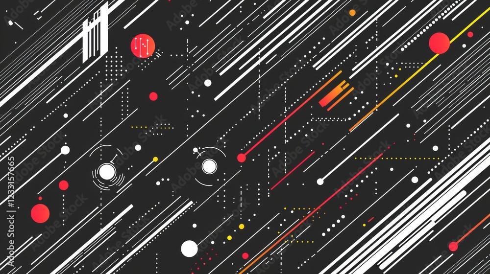 Poster dynamic abstract lines and shapes digital art modern design colorful background digital environment 