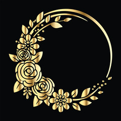 Vector golden vintage frame for design template. Elegant element for design in Eastern style, place for text. Floral golden border. Lace illustration for invitations and greeting cards.
