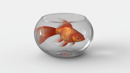 Graceful goldfish swimming in a clear bowl indoor home setting aquatic life tranquil environment close-up perspective