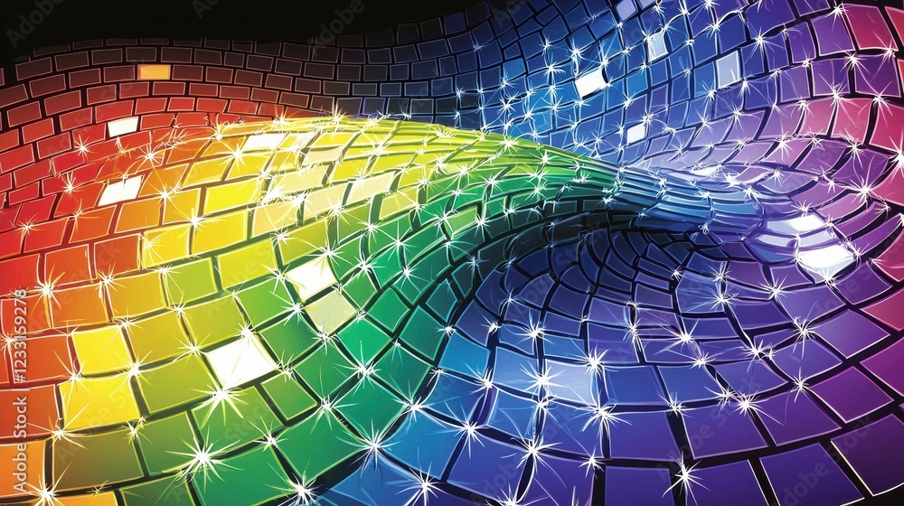 Poster dynamic color wave art installation digital realm graphic design vibrant environment abstract viewpo