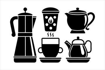 "Black-and-White Coffee and Tea Vector Illustration Collection"
