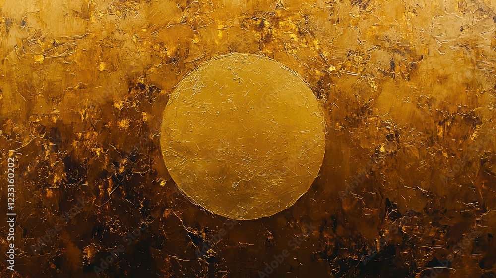 Poster golden abstract circle artwork artistic expression modern art illuminated environment close-up view 