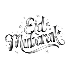 Fototapeta premium Eid Mubarak decorative lettering celebrating the festive occasion with intricate design elements